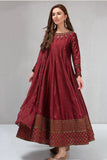 QN099-Maria B Winter, Unstitched 3PC shamoz Silk Frock Style Embroidered Suit