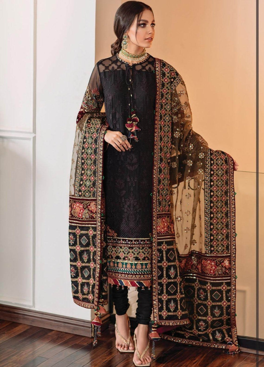 QN133-3 Piece Summer Unstitched Heavy Embroidered Lawn Suit With Heavy Embroidered Organza Dupatta - Qirat Noman