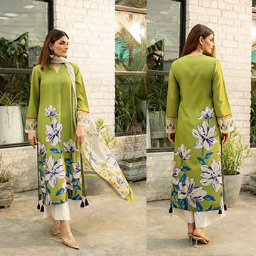 QN829 WINTER 3PC Lulusar shmoz Silk Printed - Qirat Noman