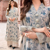 QN729-Bareeze -Embroidered 3pc lawn dress with embroidered chiffon dupatta unstitch